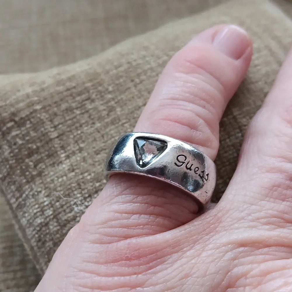 Silver Tone GUESS Ring
